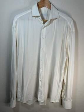 Prada White Long Sleeve Button Down Dress Shirt Size 39 15.5
